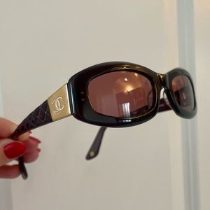 Chanel 5014 CC Quilted Vintage Sunglasses (Brown & Gold)